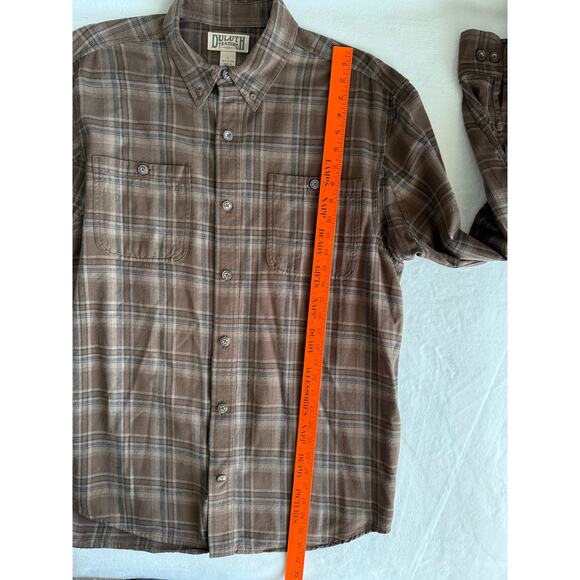 Duluth Trading Co Long Sleeve Button Shirt Mens Large Brown Plaid Fall Western - Picture 7 of 8